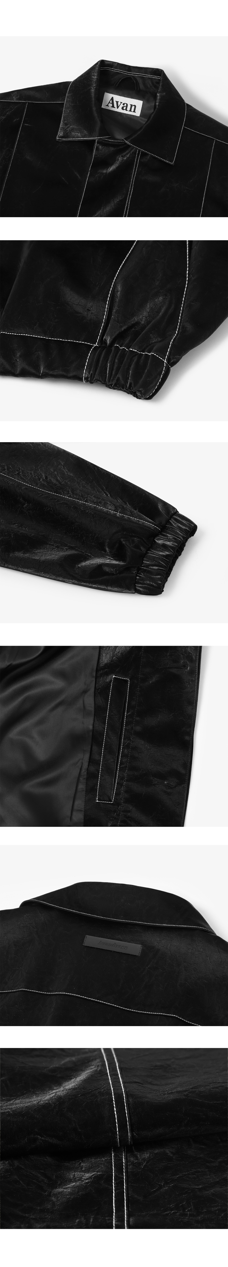 MUSINSA | AVANDRESS Calla Stitch Art Leather Jacket BLACK