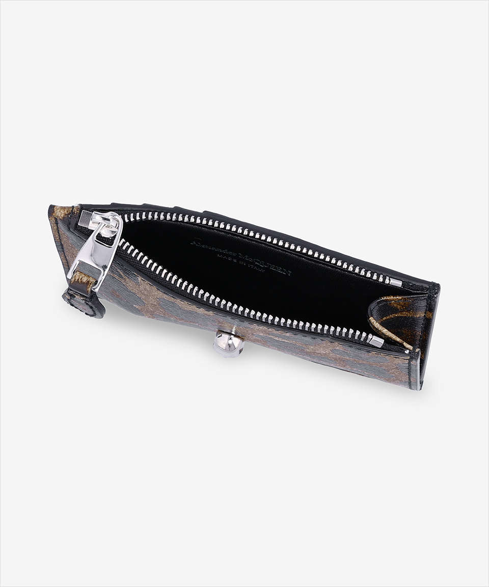 ★alexander mcqueen★ Skull Card Holder Leopard 632038DYTC48 Alexander Mcqueen Skull-embellished Leather Card Holder
