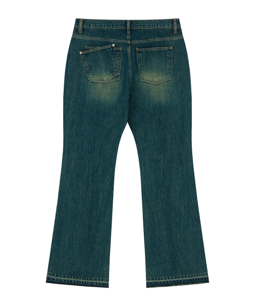 Джинсы с двумя карманами и желтым отливом (medium blue)