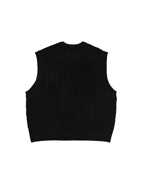 Вязаный жилет с косами и карманами (Black)