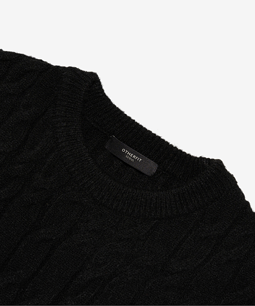 Вязаный жилет с косами и карманами (Black)