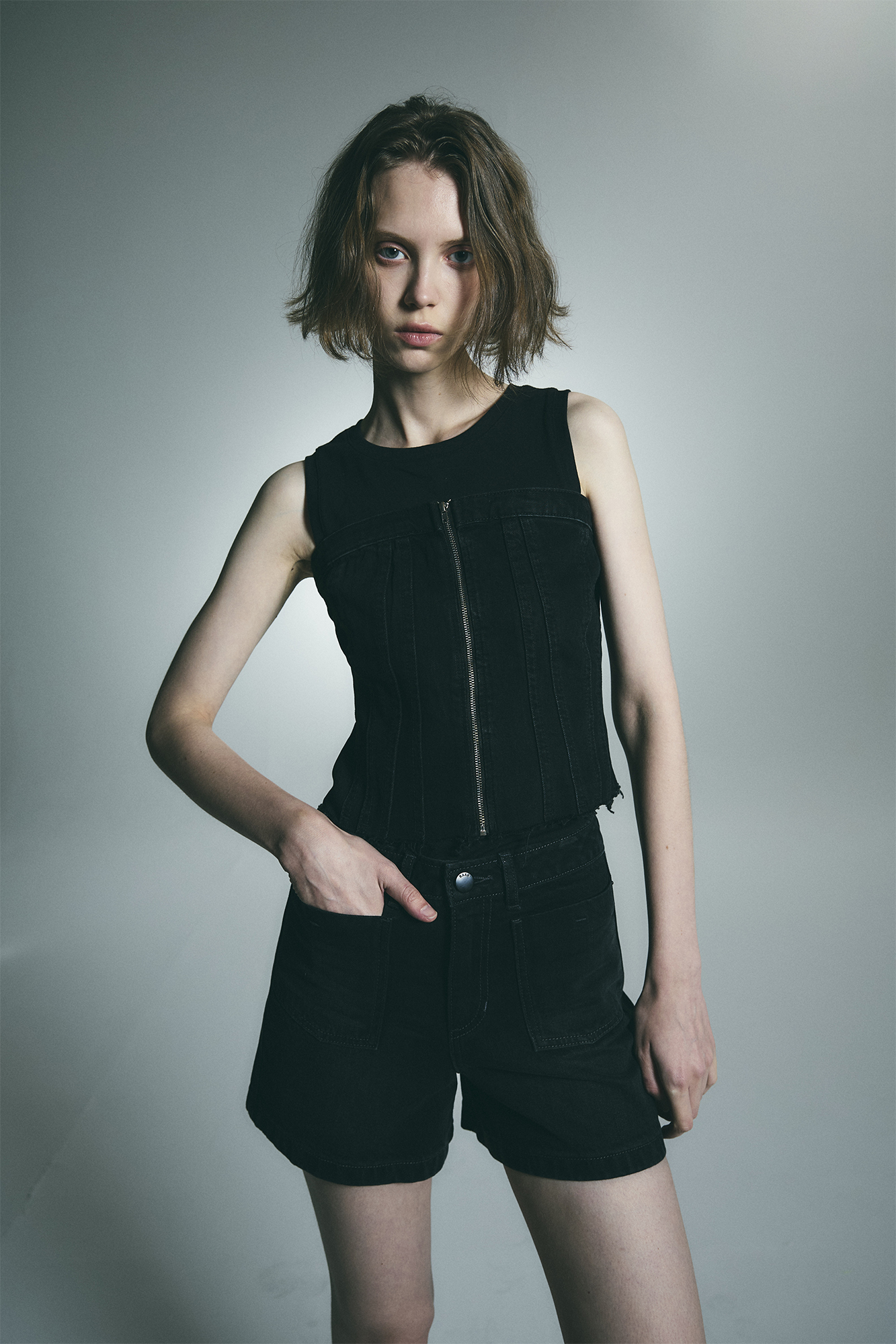 RA405 Front Pocket короткий деним брюки