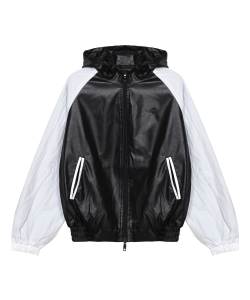 RAGLAN HOODY кожа JUMPER_BLACK белый