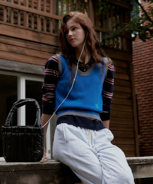Two Tone трикотаж Vest_Turkish синий