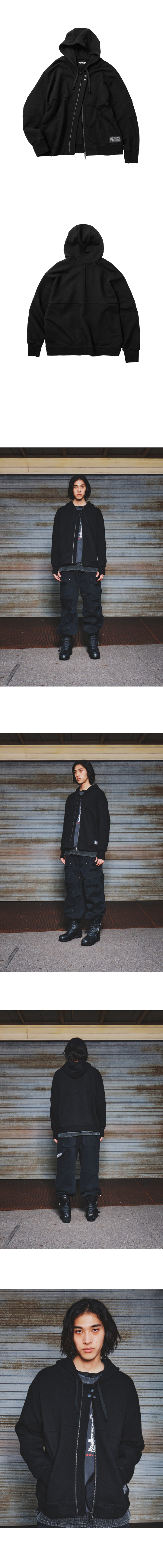 PROTOTYPE FINGER HOLE HOOD ZIP-UP (BLACK) 상세 이미지 1