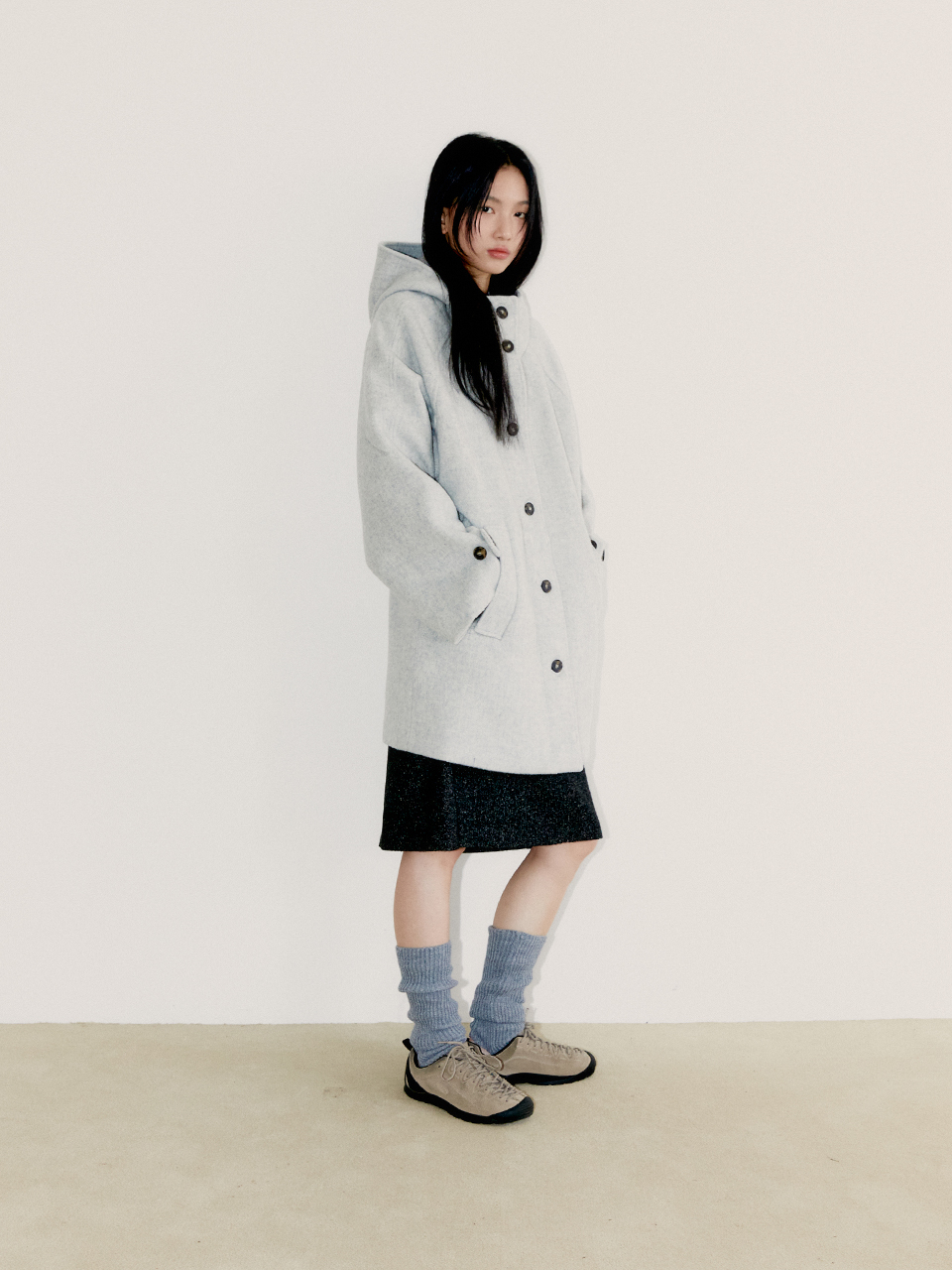 韓国★リッチウールハーフコート[OAFISH]_Grey MUSINSA | OAFISH Rich Wool Half Coat, Grey