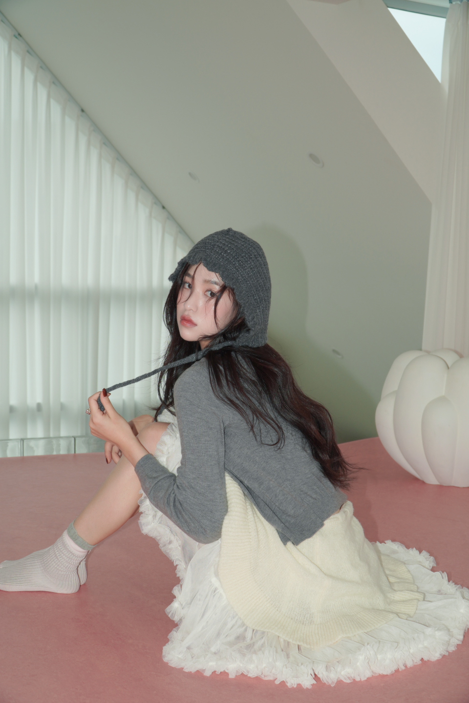 MUSINSA | SINOON Knit Bonnet Hat (Dark Melange Grey)