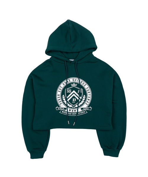Укороченное худи с принтом Crack Dark Green
