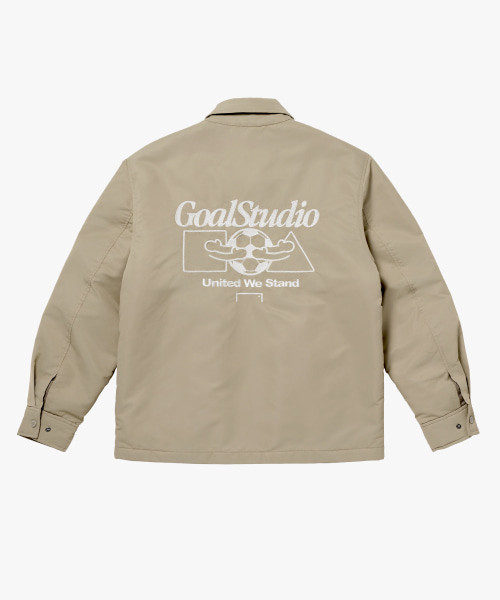 EMBROIDERY PADDED SHIRT JACKET-BEIGE