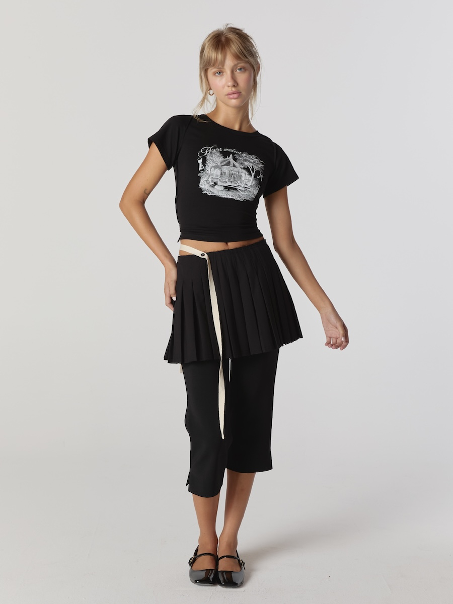 ★GLOWNY★ CHAMBER CROP TEE BLACK GY24FATS002BK MUSINSA | GLOWNY CHAMBER CROP TEE (BLACK)