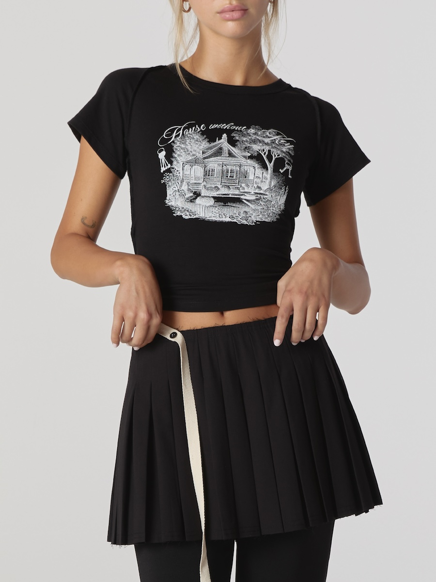 ★GLOWNY★ CHAMBER CROP TEE BLACK GY24FATS002BK MUSINSA | GLOWNY CHAMBER CROP TEE (BLACK)