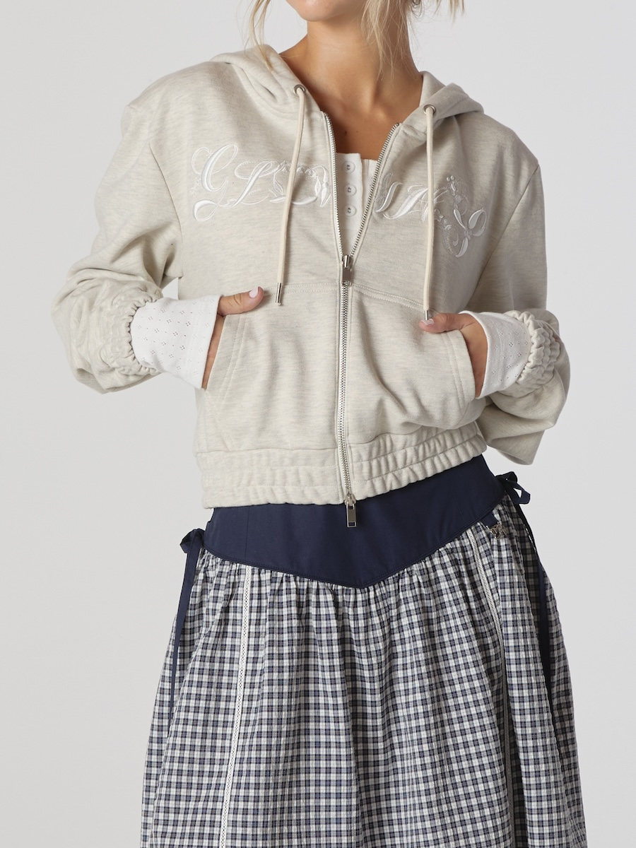 MUSINSA | GLOWNY BONNIE CROP ZIP UP (OATMEAL)