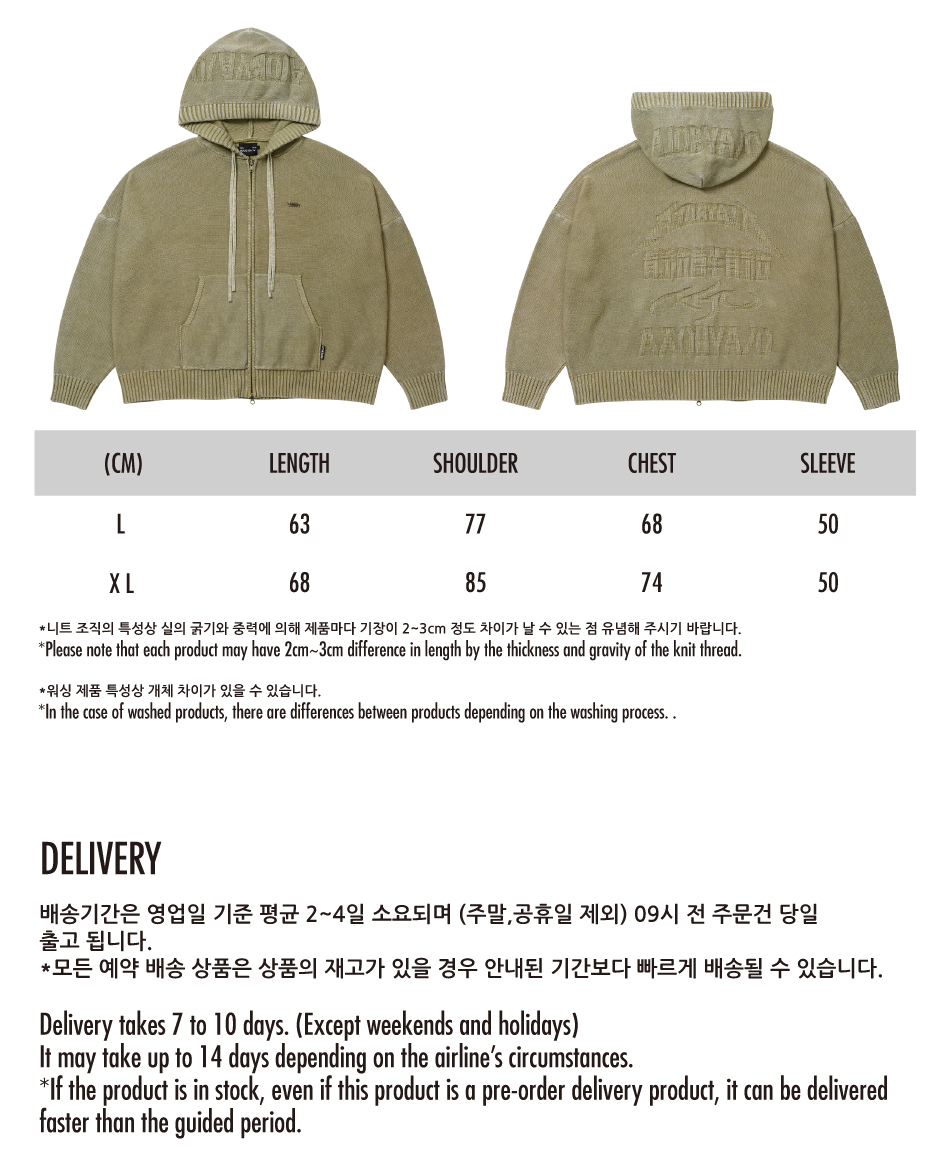 MUSINSA | AJOBYAJO [PBA] Five AJO Logos Washed Zip-Up Hoodie