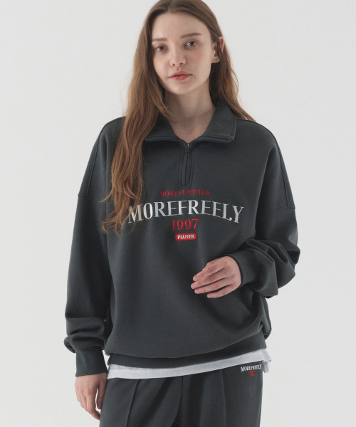 Оверсайз свитшот на молнии Slogan Charcoal
