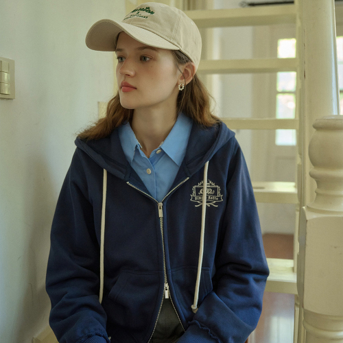 SR_Simpleretro embroidered hood zipup