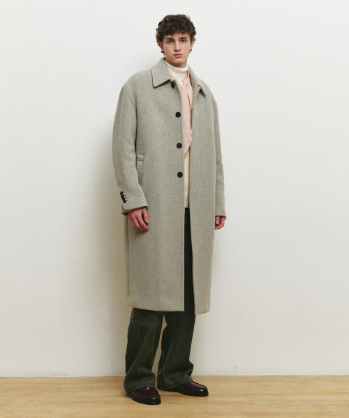 [HEUTE]Wool Blended Twill Balmacan Oversized Fit Long Coat MYCA7172