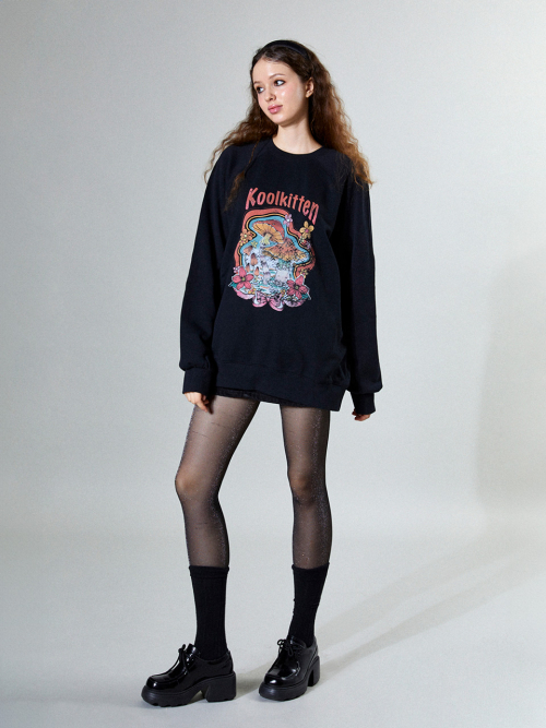 Свитшот Cool Kitten с грибами (BLACK)