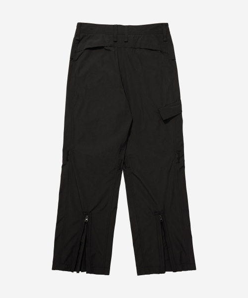 Poly Cotton RIB Buckle Pants - BLACK