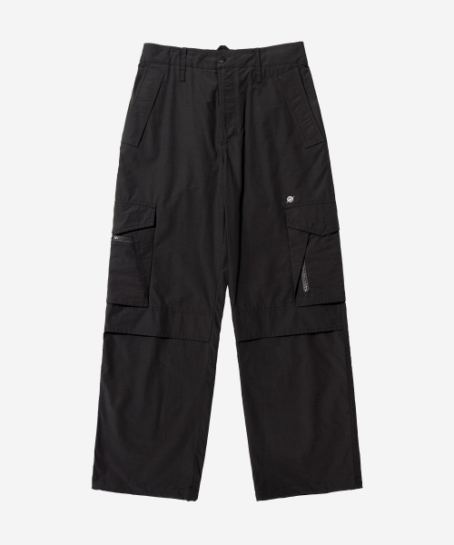 Nylon RIB Ventilation Cargo Pants - BLACK