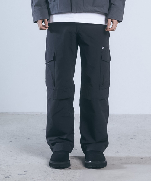 Nylon RIB Ventilation Cargo Pants - BLACK