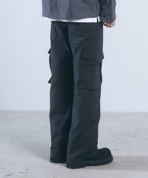 Nylon RIB Ventilation Cargo Pants - BLACK