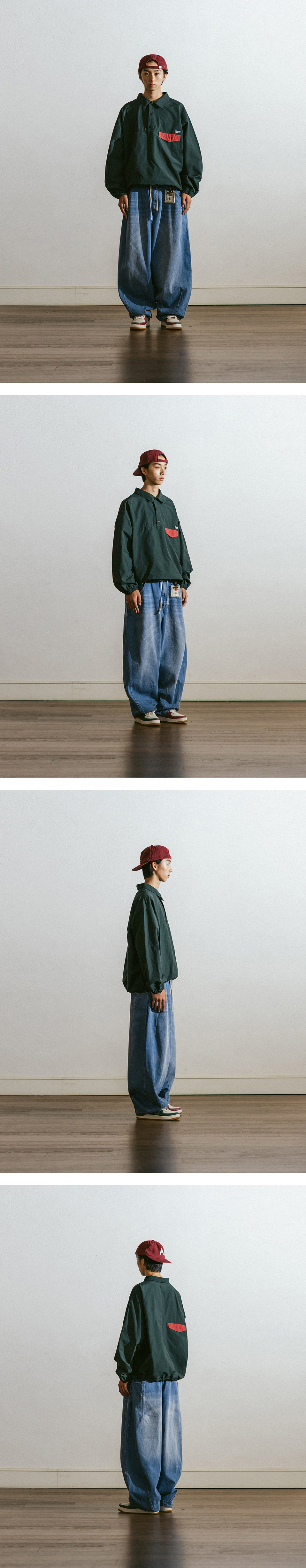 MUSINSA | ANGLAN Pit Pocket Dart Denim Balloon Pants - Denim