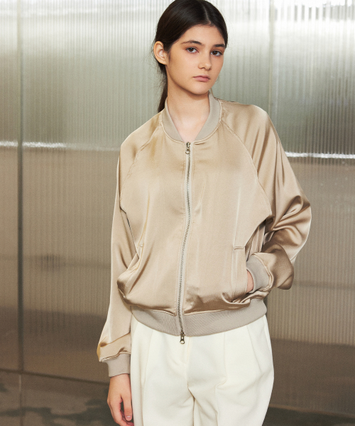 Сатиновый бомбер [PALE] SATIN BLOUSON_Beige