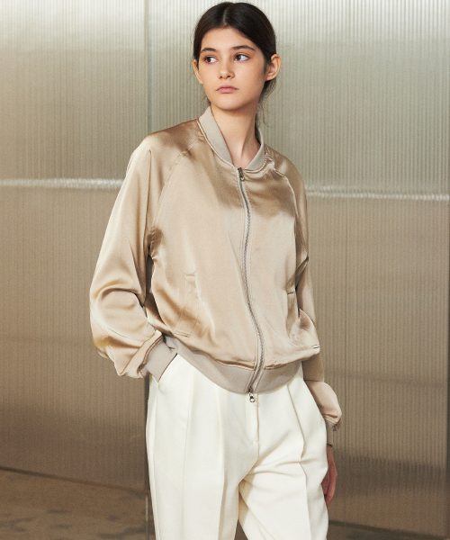 Сатиновый бомбер [PALE] SATIN BLOUSON_Beige