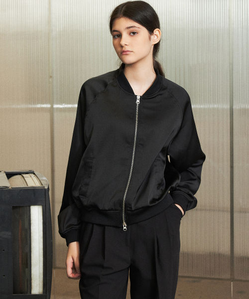 [PALE] SATIN BLOUSON Сатиновый бомбер_Black