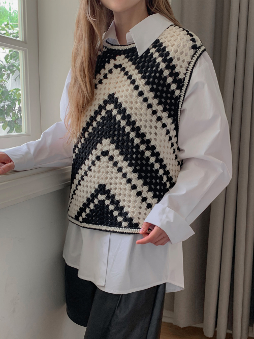 Handmade Mix Patterned Knit Vest