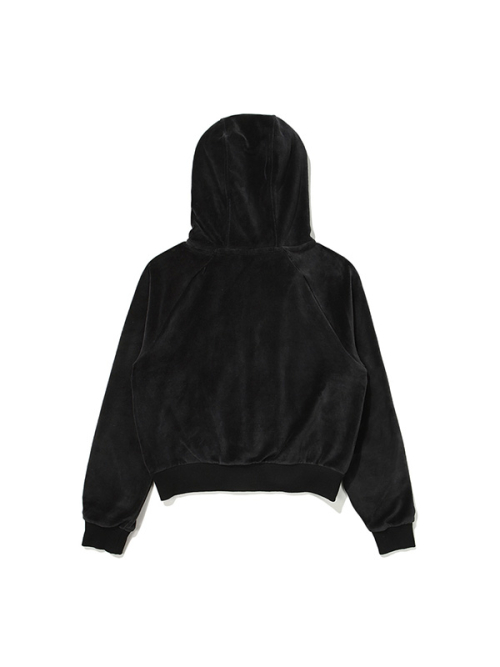 Женский велюровый худи на молнии W Eco_Black