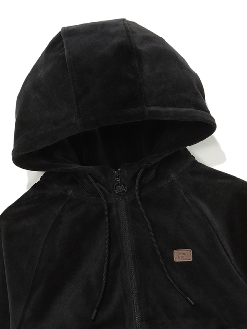Женский велюровый худи на молнии W Eco_Black