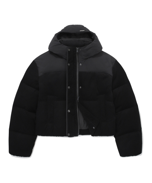 Женский вельветовый пуховик с капюшоном RDS Short Puffer Black