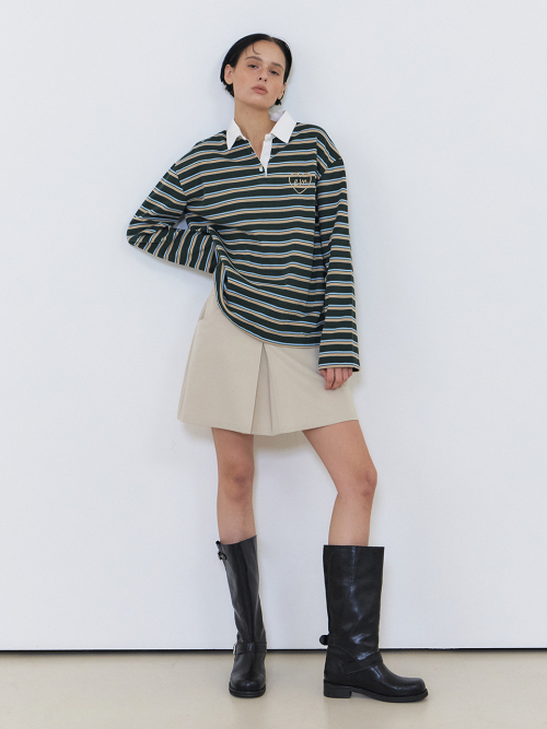 Love Stripe Collared T-Shirt, Green