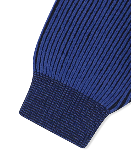 Rib Knit Half Zip up Blue