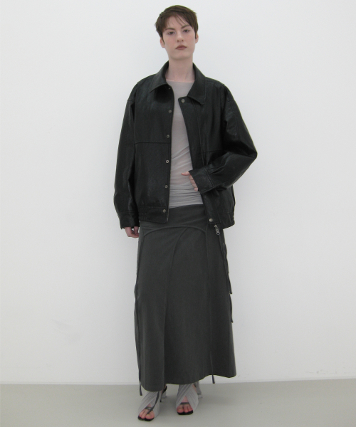 OVERSIZED LEATHER джемпер, черный