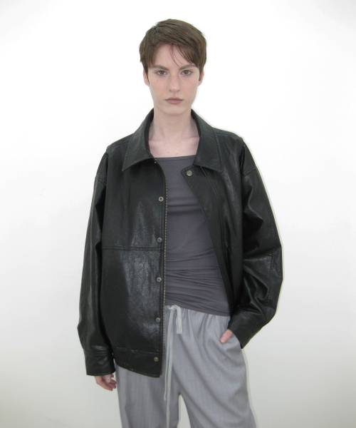 OVERSIZED LEATHER джемпер, черный