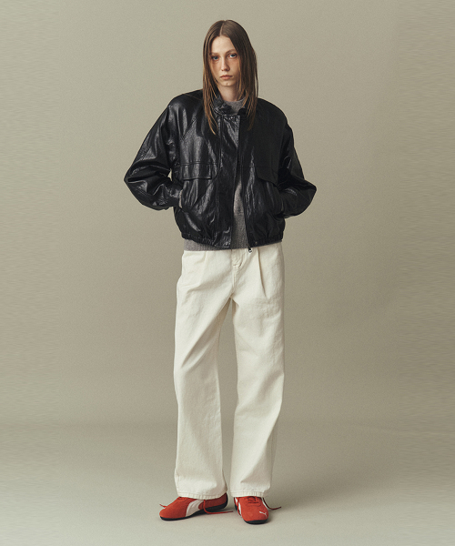 FAKE LEATHER BLOUSON_BLACK