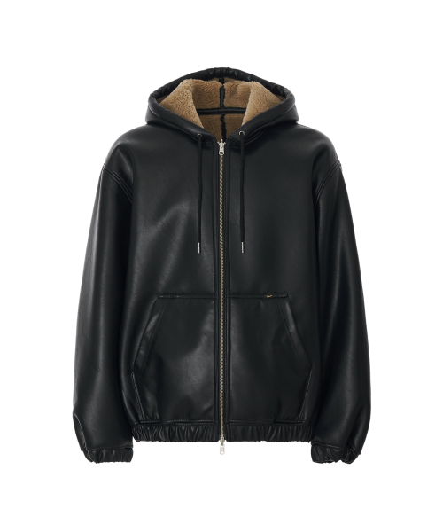 Двусторонняя худи из экокожи Black