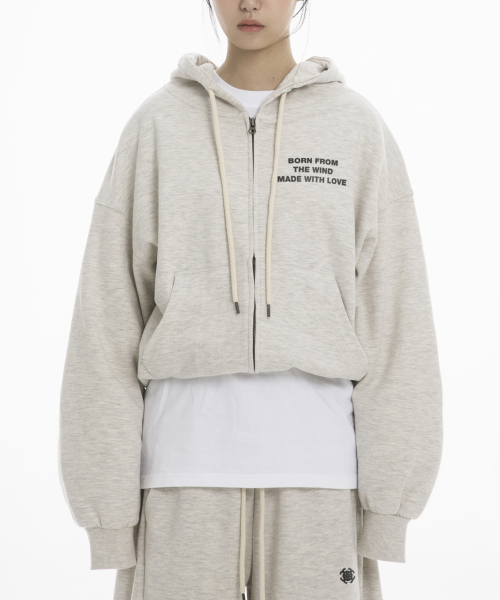 MWL OVER FIT HOODED ZIPUP - OATMEAL