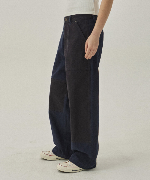 Paburn 4407 Unbalance контрастные широкие брюки Navy Fatigues