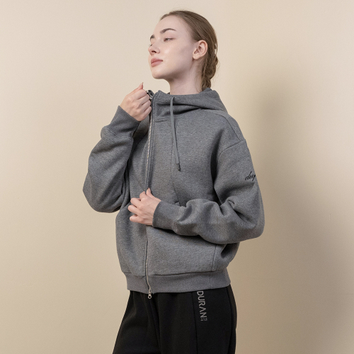 Слегка укороченное худи на молнии с начесом DTF4W-5129 2colors