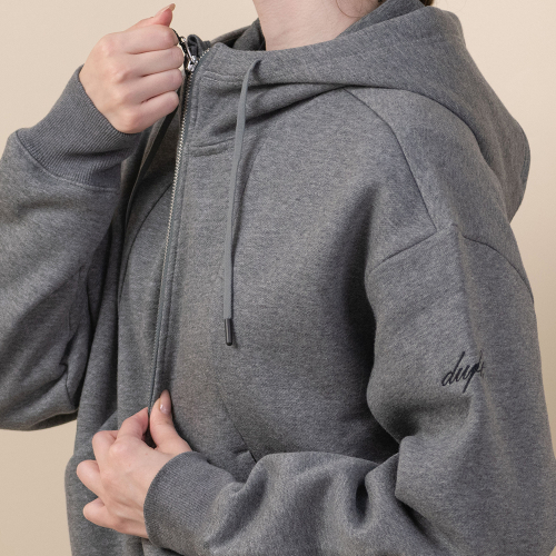 Слегка укороченное худи на молнии с начесом DTF4W-5129 2colors