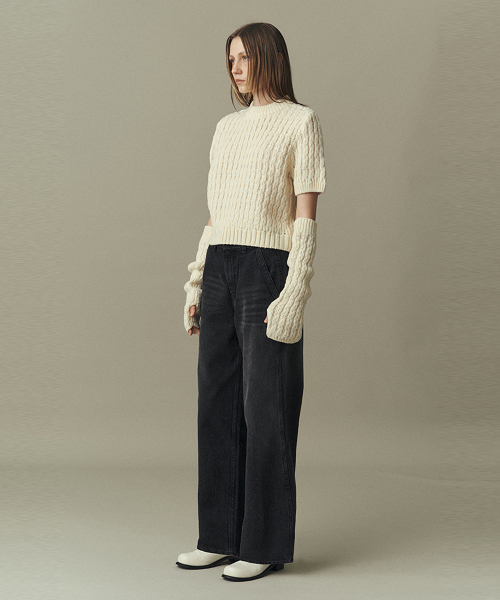 RIB CABLE свитер & WARMER_IVORY