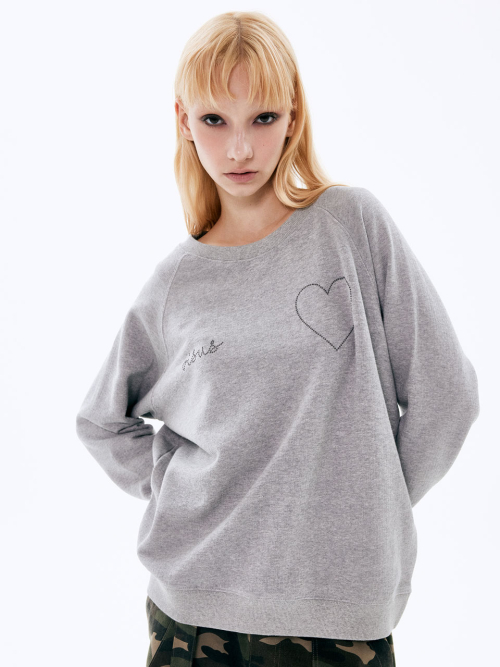 Beads Heart Sweatshirt_Melange