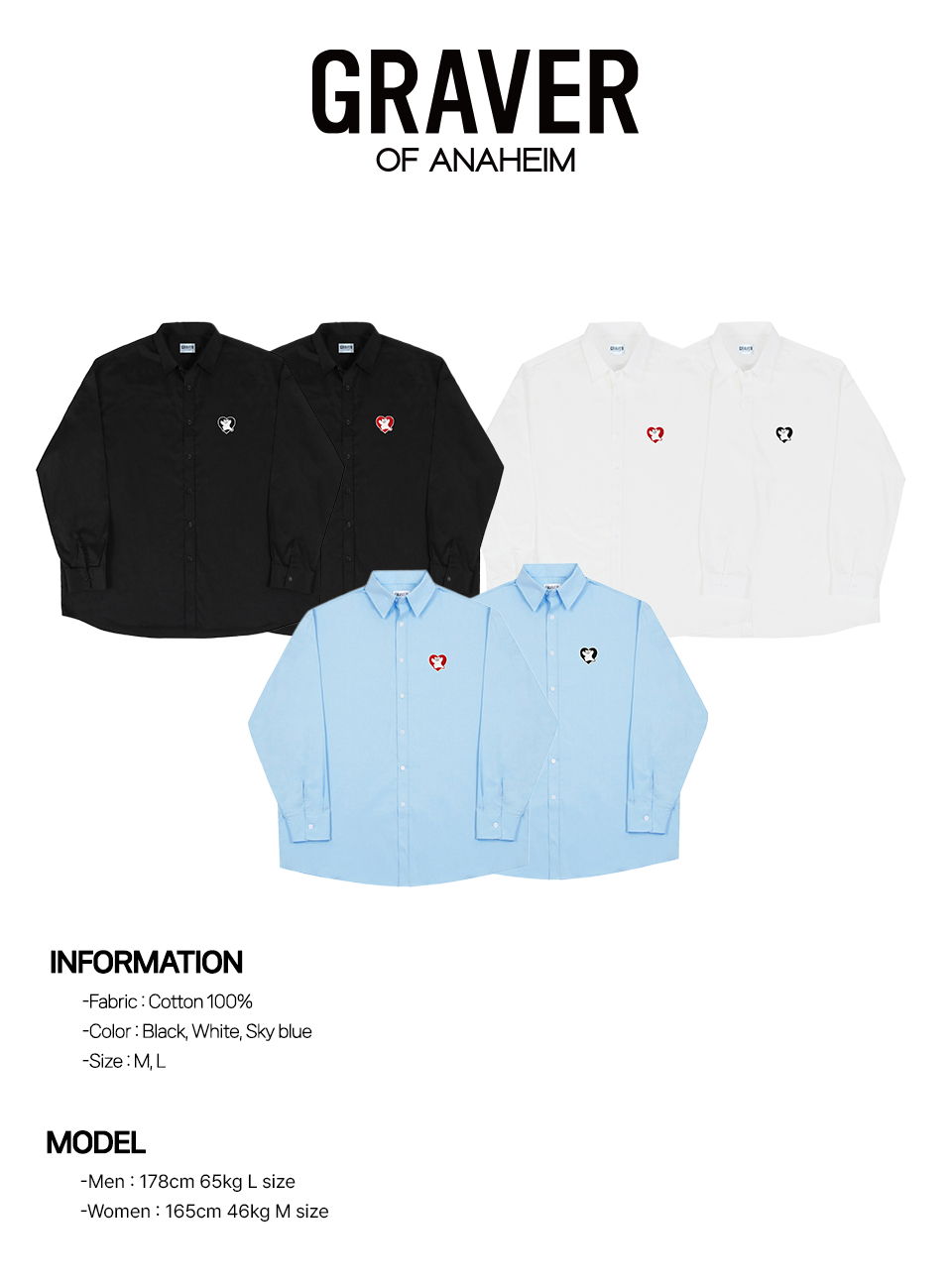 【GRAVER】24FW★ Bear Heart Embroidery Basic Shirt MUSINSA | GRAVER [UNISEX] Bear Heart Embroidered Basic