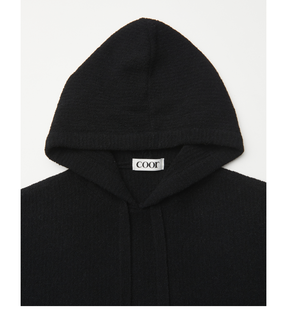 ★COOR★ Wool Blend Buckle Yarn Hooded Sweater Black CXE4KT0 MUSINSA | COOR Wool Blend Buckle Yarn Hooded Sweater (Black)