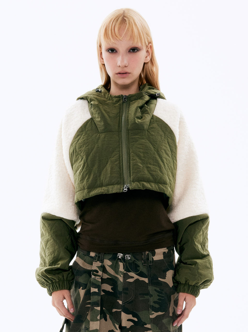 Padded шерсть Jacket_Khaki