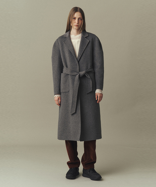 PUFF SLEEVES HANDMADE COAT_MISTY серый