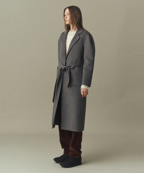 PUFF SLEEVES HANDMADE COAT_MISTY серый